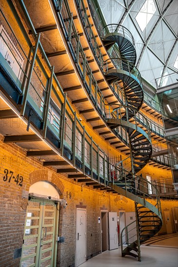 Historic interior architecture with the cells of the Koepelgevangenis