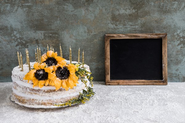 Birthday cake decorated with flowers