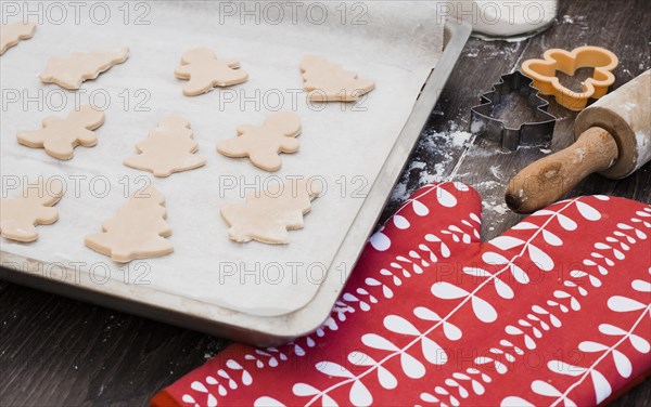 Various shaped cookie dough baking sheet