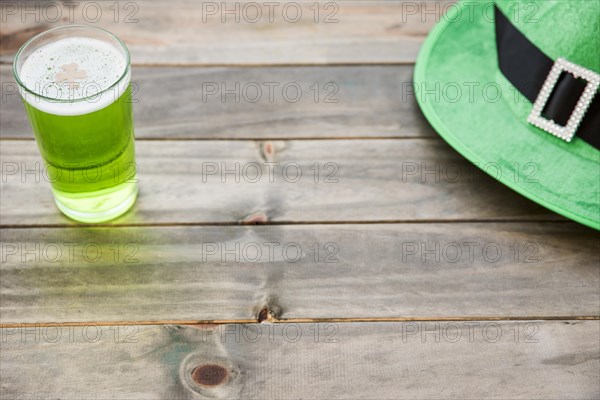 Glass green drink saint patrick hat table