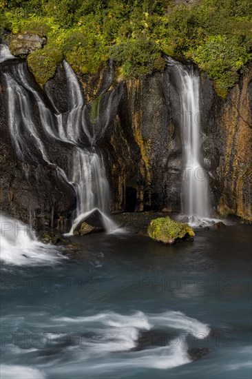 Hraunfossar Waterfalls with Hvita River