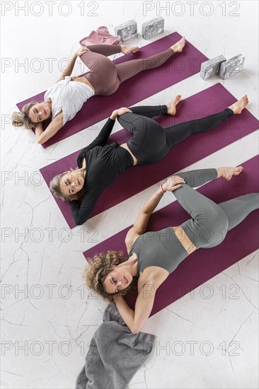 Women yoga class mats