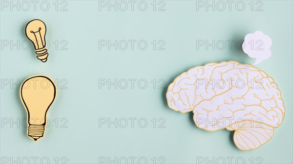 Paper brain with light bulb