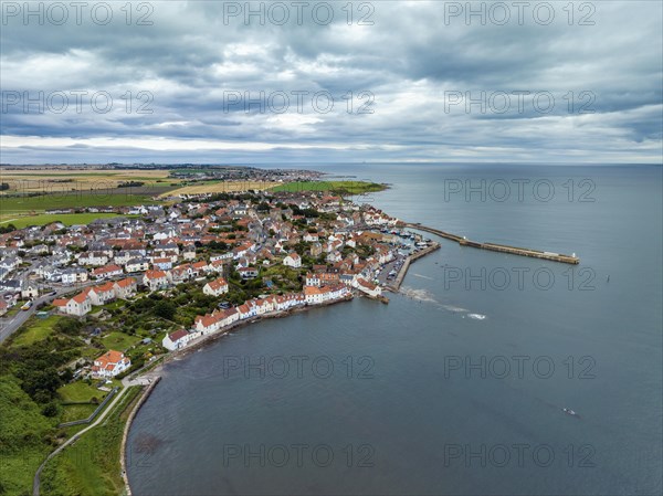 Aerial view of the fishing village of Pittenweem on the Firth of Forth