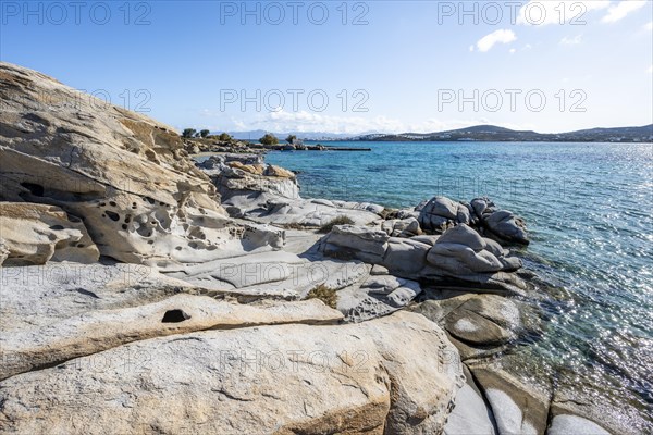 Rock formations on the coast with turquoise sea