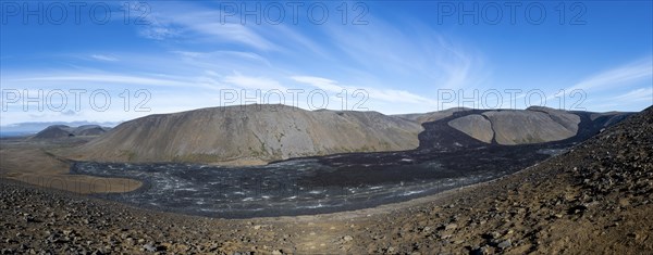 Fagradalsfjall volcano and cooled lava