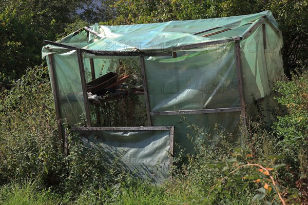 Abandoned self-made foil greenhouse