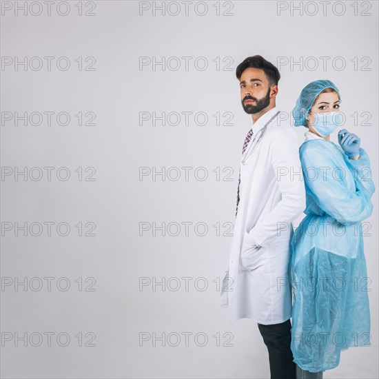 Medical team posing with copy space