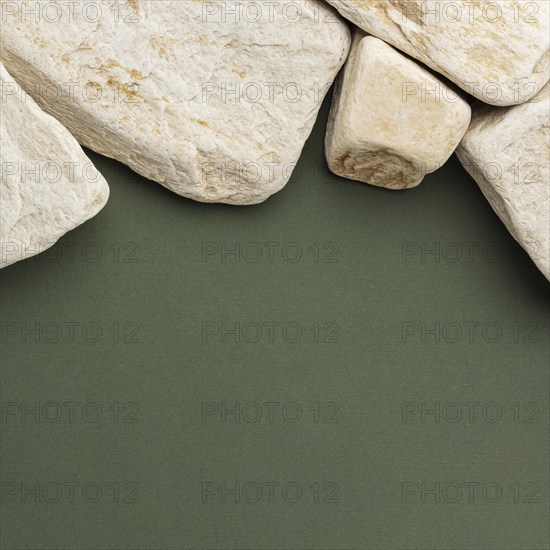 Top view white stone collection with