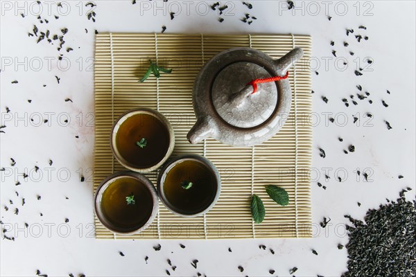 Chinese japanese traditional teapot cup tea placemat