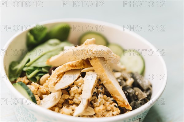 Poke bowl close up