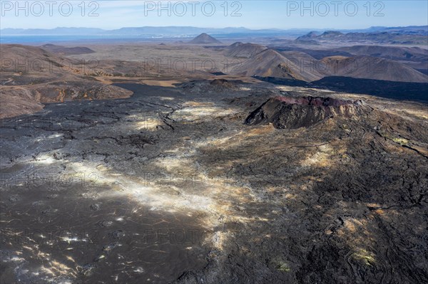 Fagradalsfjall volcano and cooled lava