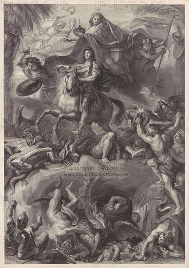 Allegorical equestrian portrait of Louis XIV