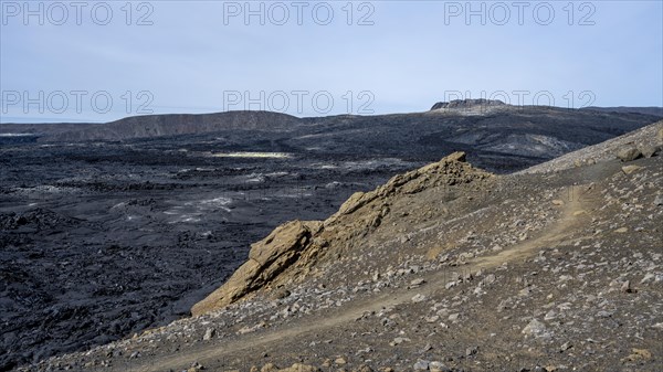 Fagradalsfjall volcano and cooled lava