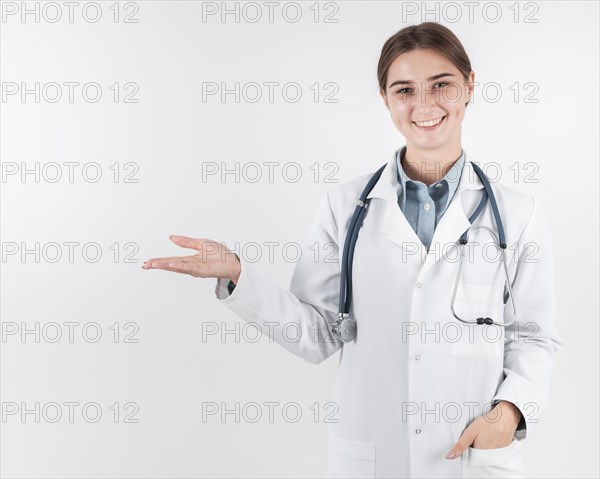 Front view doctor with stethoscope smiling
