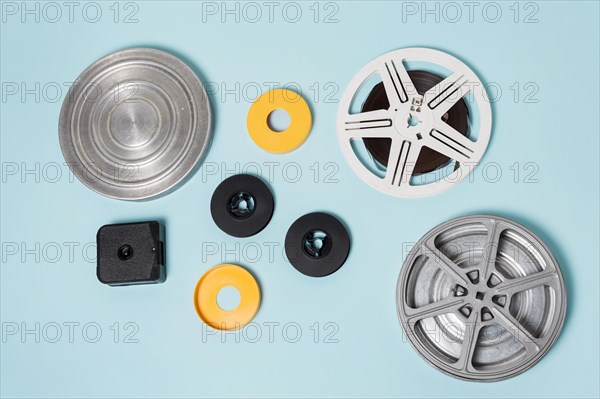 Different type cases storing film strip