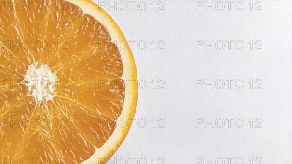 Flat lay orange slices with copy space