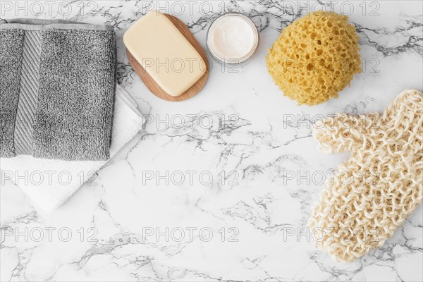 Towels soap moisturizing cream sponge scrub glove marble