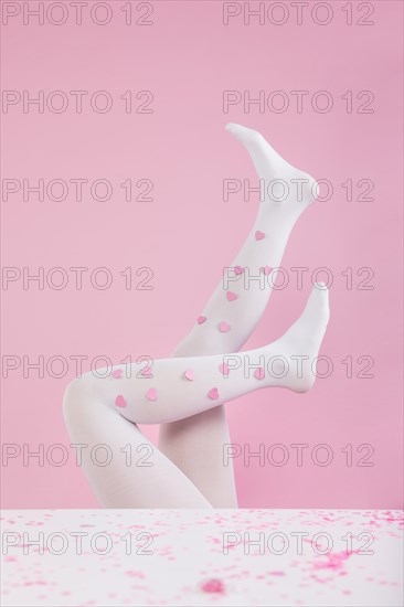 Legs tights with paper hearts