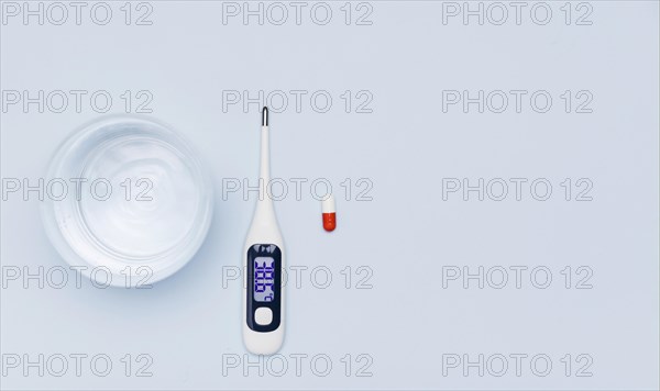 Thermometer glass water copy space
