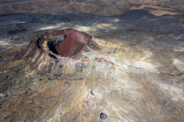 Fagradalsfjall volcano and cooled lava