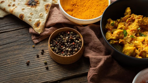 Top view food wooden background