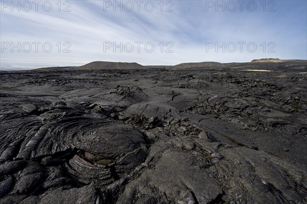 Fagradalsfjall volcano and cooled lava