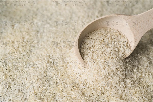 White rice wooden spoon backdrop