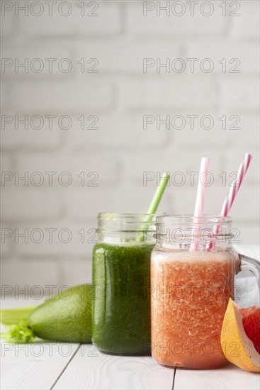 Tasty drinks with leaves grapefruit