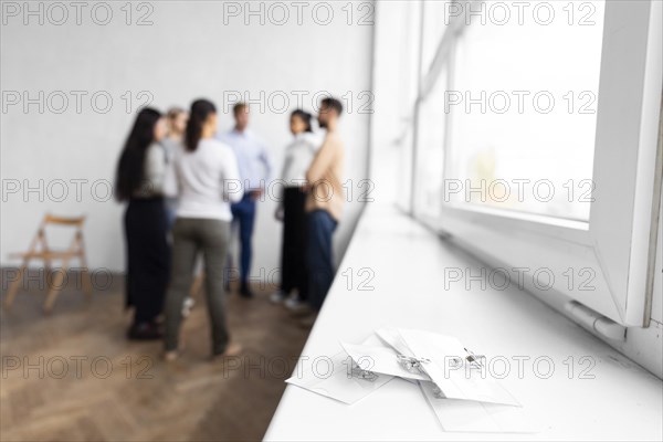 Name tags windowsill group therapy session