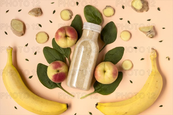 Top view detox drink with bananas