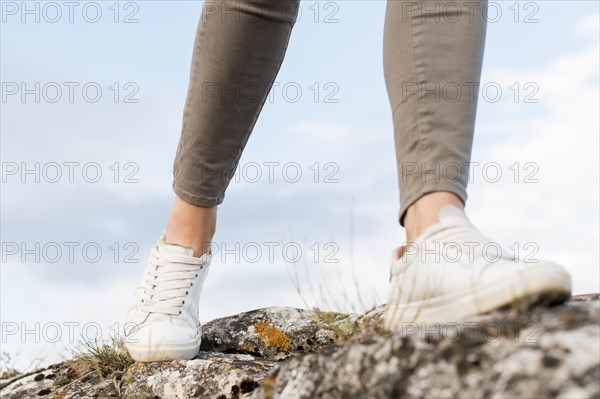 Close up traveller walking outdoors