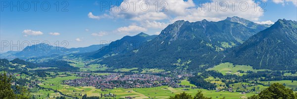 Mountain panorama from southwest on Oberstdorf