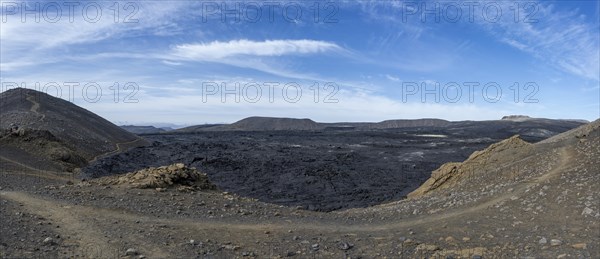 Fagradalsfjall volcano and cooled lava