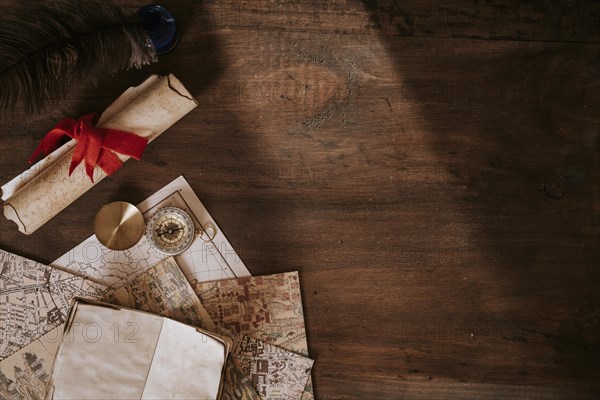 Vintage desk concept with copyspace right