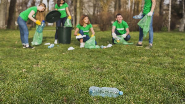 Environment volunteer concept with bottle grass