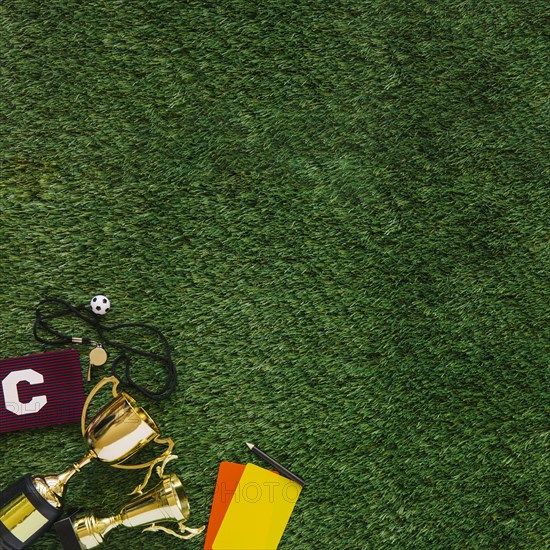 Football background with copyspace grass