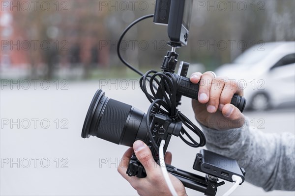 Close up journalism camera