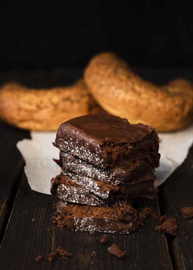 Close up tasty homemade brownies