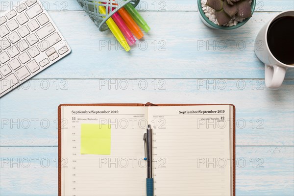 Flat lay journal desk