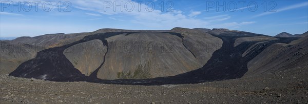 Fagradalsfjall volcano and cooled lava