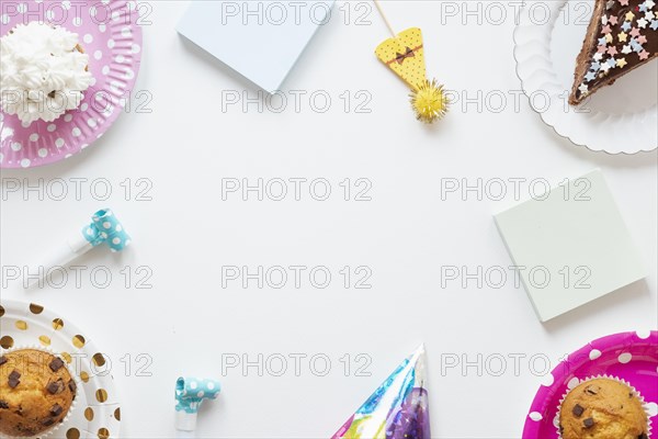 Birthday items white background with copy space