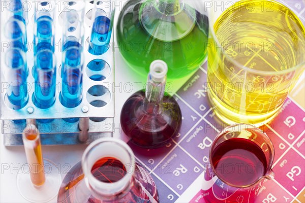 Science elements with chemicals assortment
