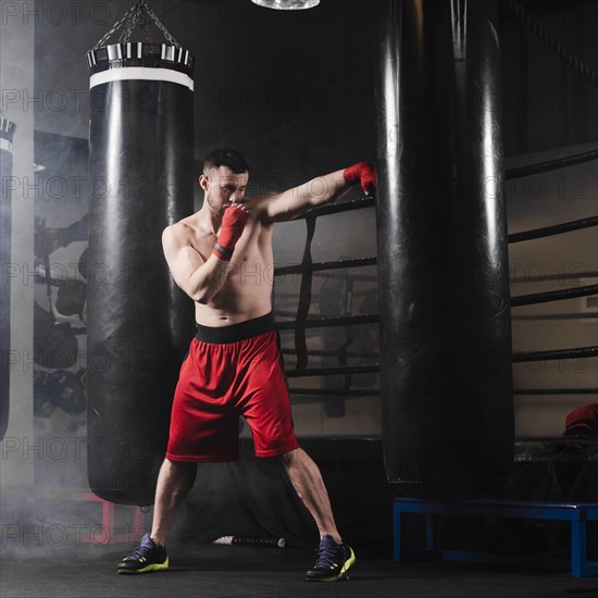 Man training boxing competition