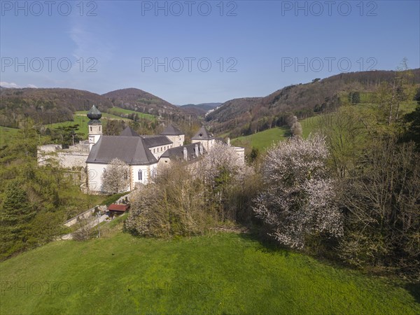 Drone shot of Neuhaus Castle