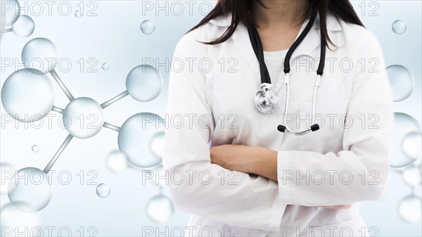 Medium shot woman with medical background