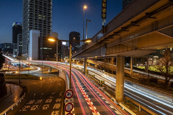 Japan night time urban landscape