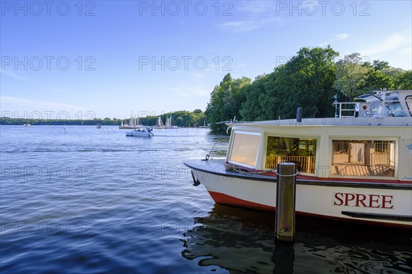 Large Mueggelsee with boats at Mueggelpark near the Spree Tunnel