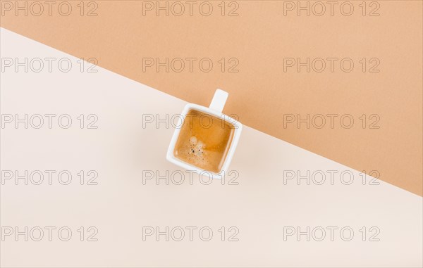 Overhead view coffee cup dual background