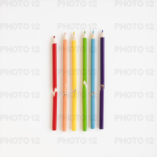 Rainbow made colorful pencils